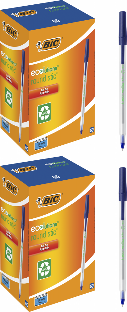 120x Długopis Bic, Ecolutions Round Stic, 1mm, niebieski