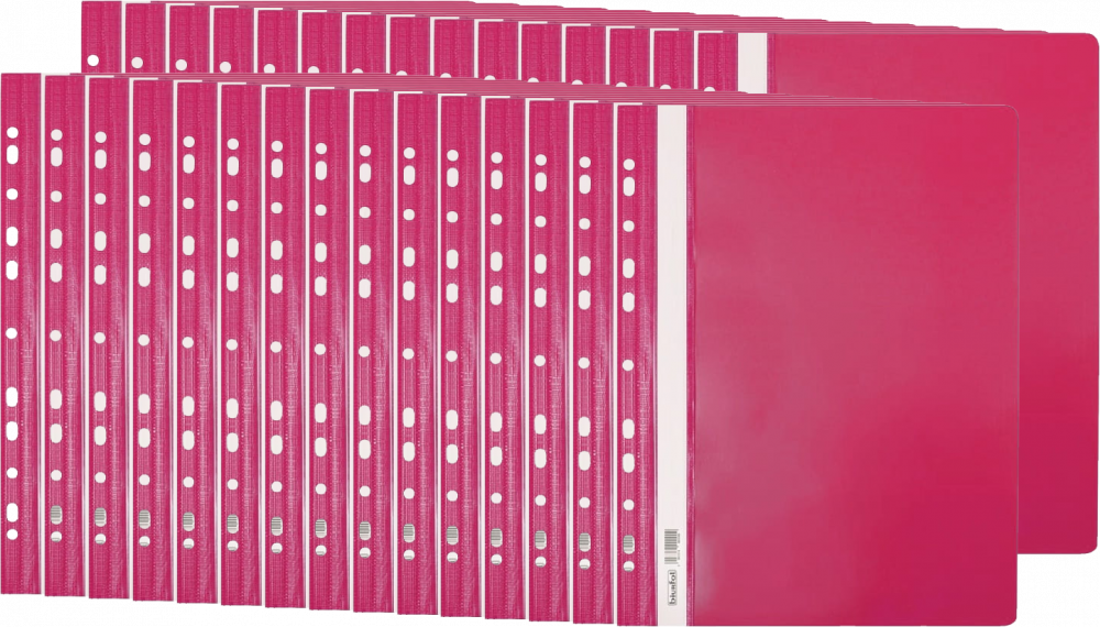 30x Skoroszyt plastikowy oczkowy Biurfol, twardy, A4, do 200 kartek, różowy