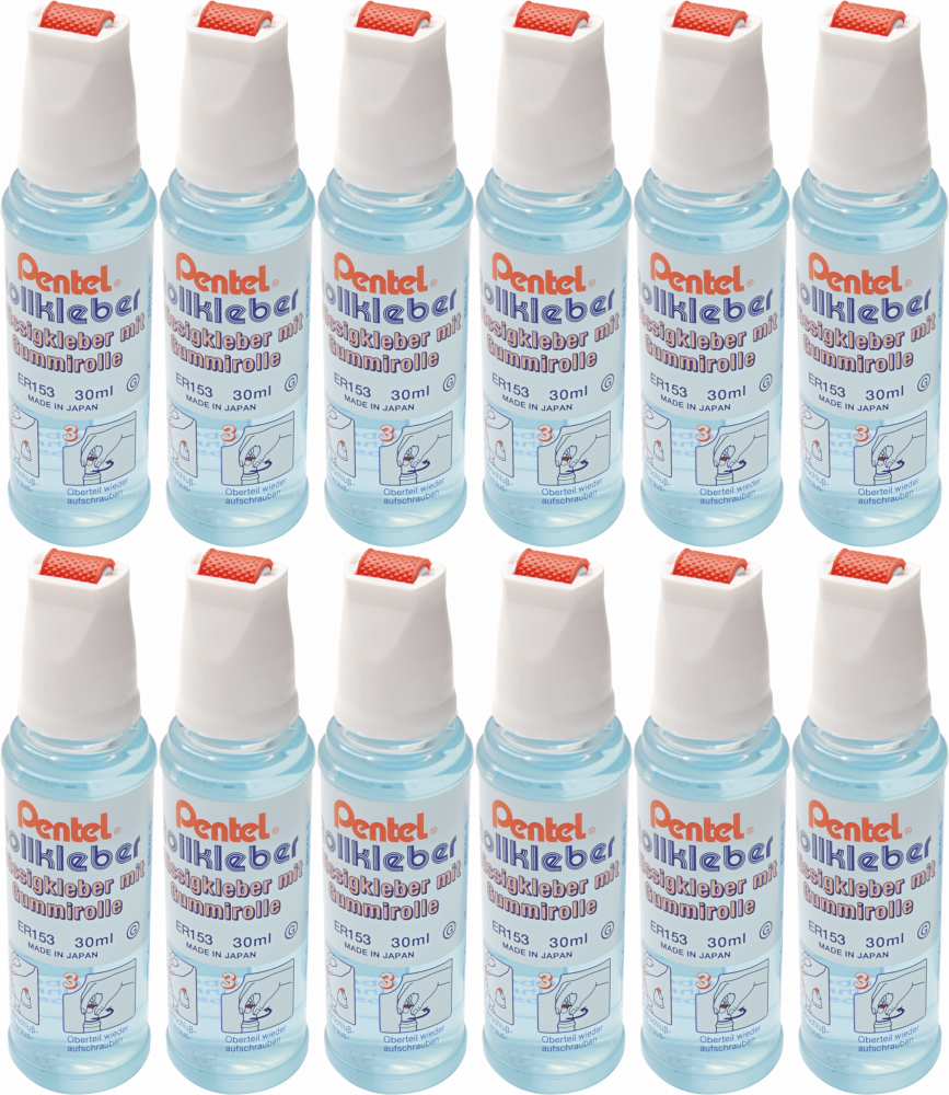12x Klej Pentel ER153, w płynie, 30ml, bezbarwny