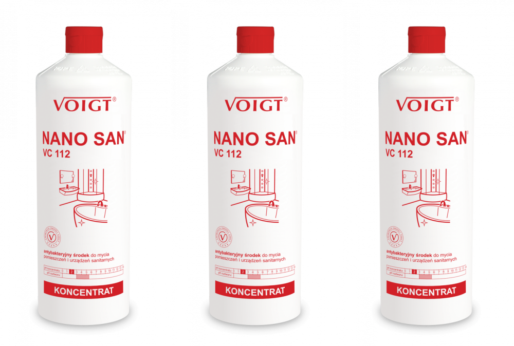 3x Środek antybakteryjny do mycia pomieszczeń i urządzeń sanitarnych Voigt, Nano San VC-112 1l