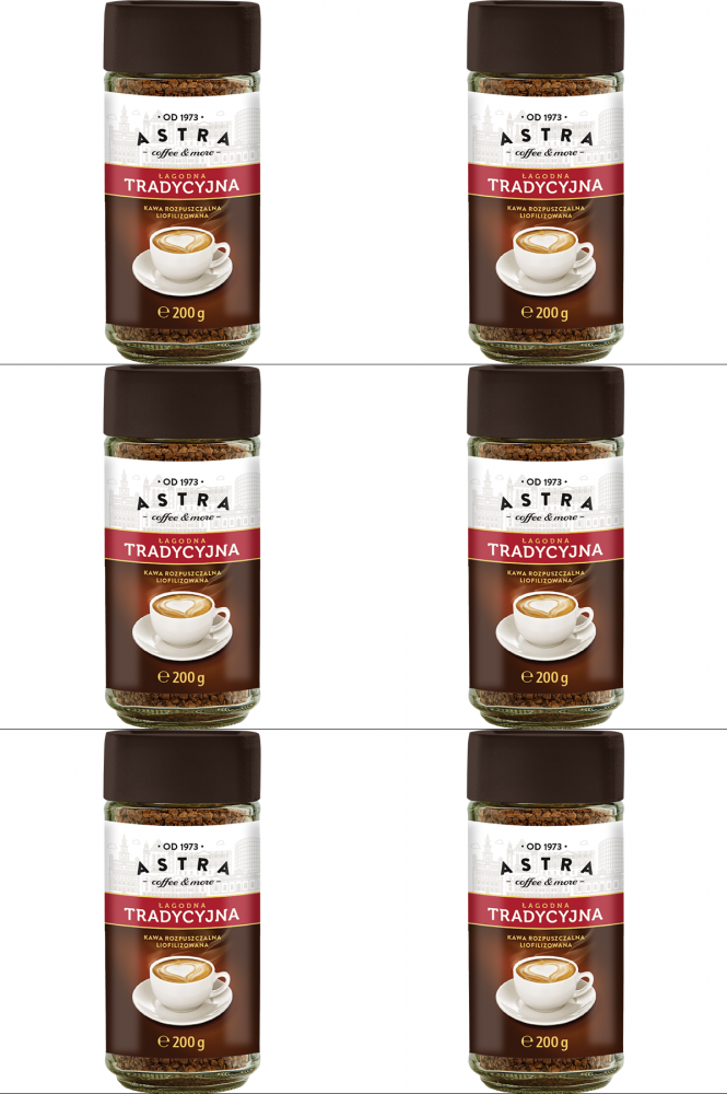 6x Kawa rozpuszczalna Astra Łagodna Tradycyjna, 200g