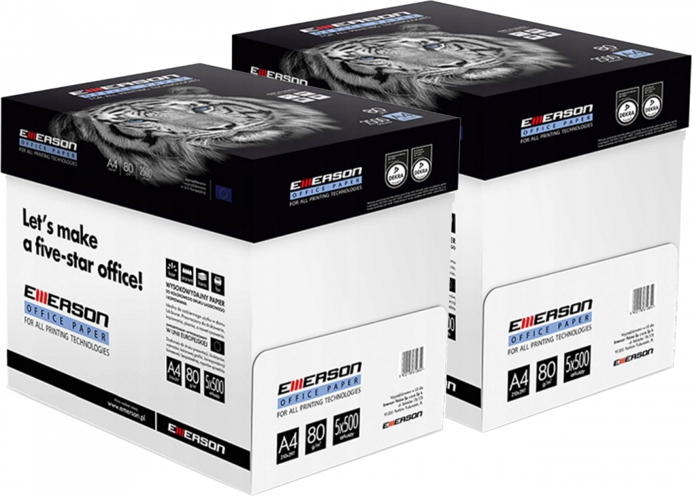 10x Papier ksero Emerson, A4, 80g/m2, 500 arkuszy, biały