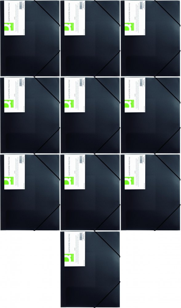 10x Teczka z gumką Q-connect, A4, plastikowa, 3-skrzydłowa, transparentny czarny