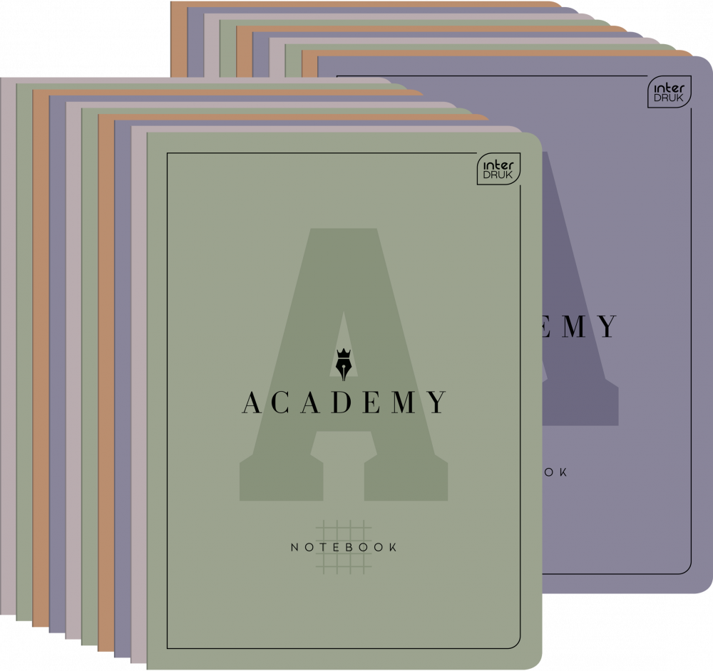 20x Zeszyt w kratkę Interdruk Academy, A5, 60 kartek, mix kolorów