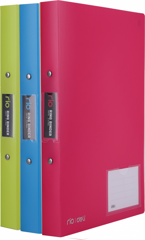 Zestaw: 3x Segregator ringowy Deli Rio PP, A4, 2 ringi, z kieszenią, mix kolorów