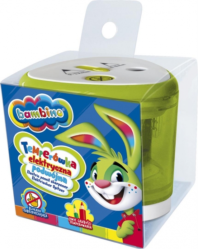 Temperówka elektryczna Bambino Zwierzaki Uczniaki, 2 otwory, zielony