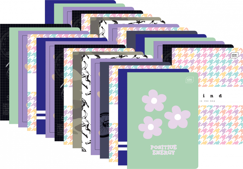 40x Zeszyt w linie Interdruk, A5, miękka oprawa, 60 kartek, mix wzorów