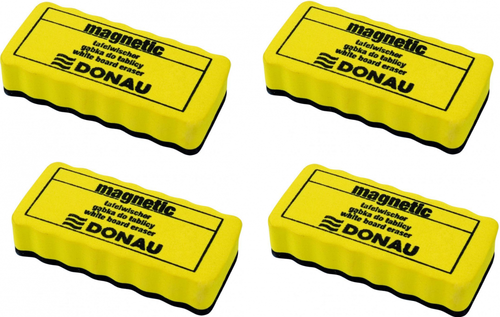 4x gąbka magnetyczna Donau, 106x51x20mm, żółty