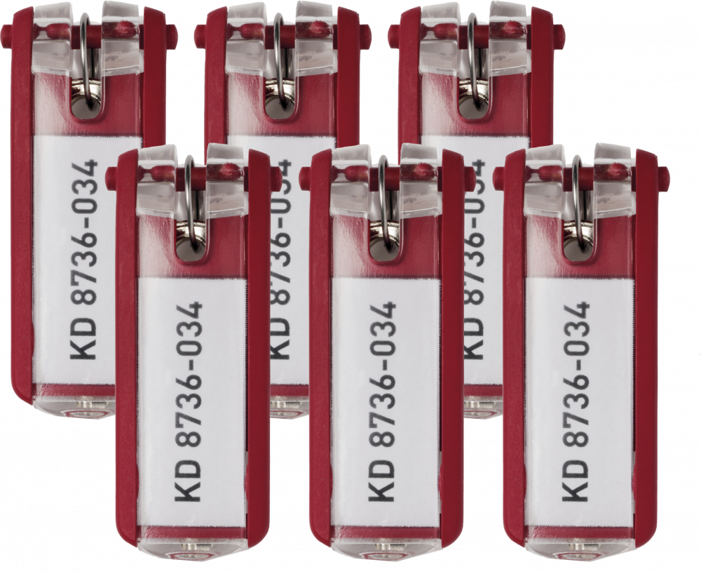 Zawieszki do kluczy Durable, 6 sztuk, czerwony