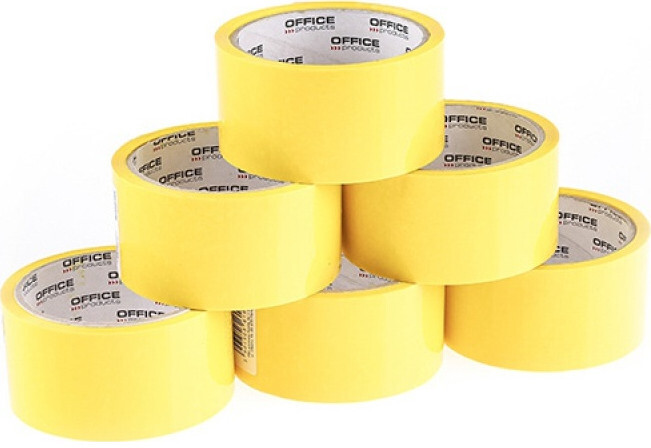 6x Taśma pakowa Office Products, akryl, 48mmx50yd, żółty