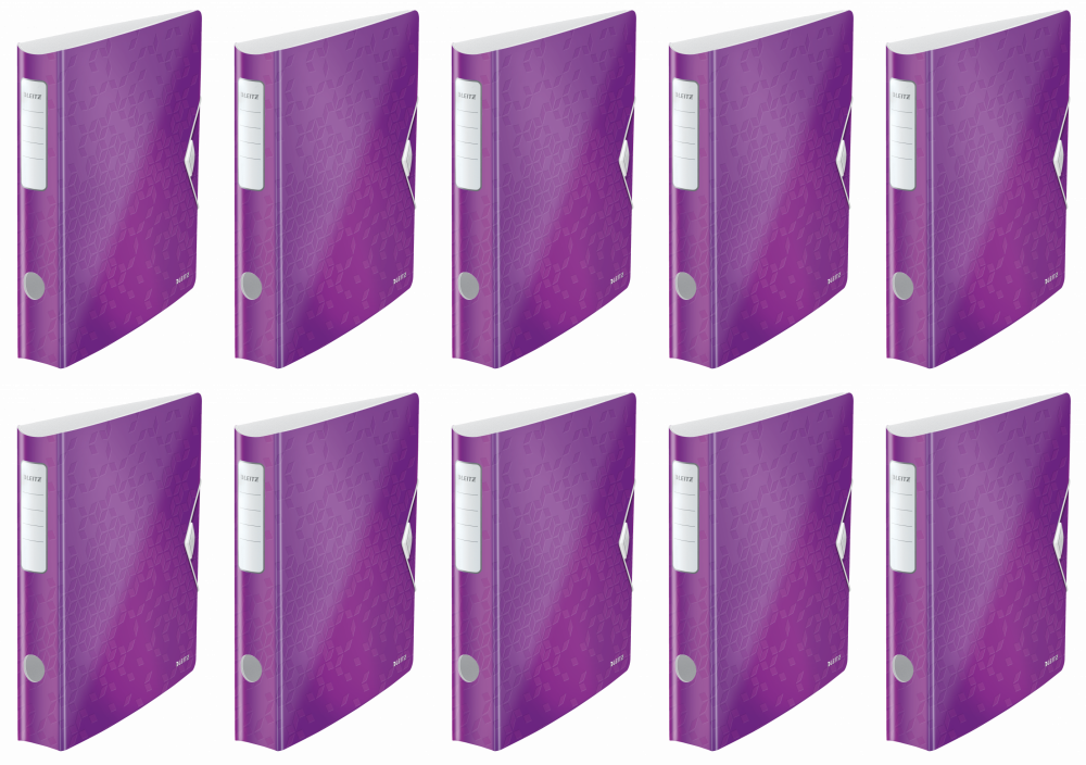 10x Segregator A4 Leitz 180° Active Wow, 65mm, do 350 kartek, fioletowy