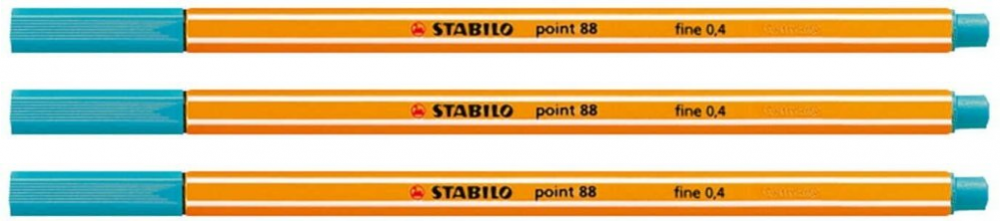 3x cienkopis Stabilo Point 88/51, 0.4mm, turkusowy