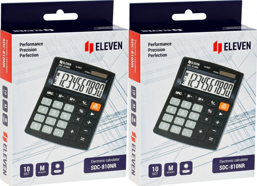 2x Kalkulator biurowy Eleven SDC-810NR, 10 cyfr, czarny