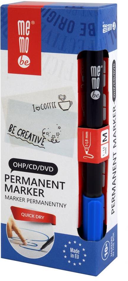 10x Marker permanentny MemoBe OHP MM252 M, okrągła, 1-1.5mm, niebieski