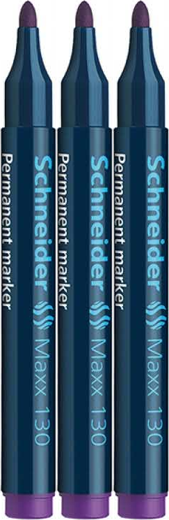 3x Marker permanentny Schneider Maxx 130, okrągła, 1-3mm, fioletowy