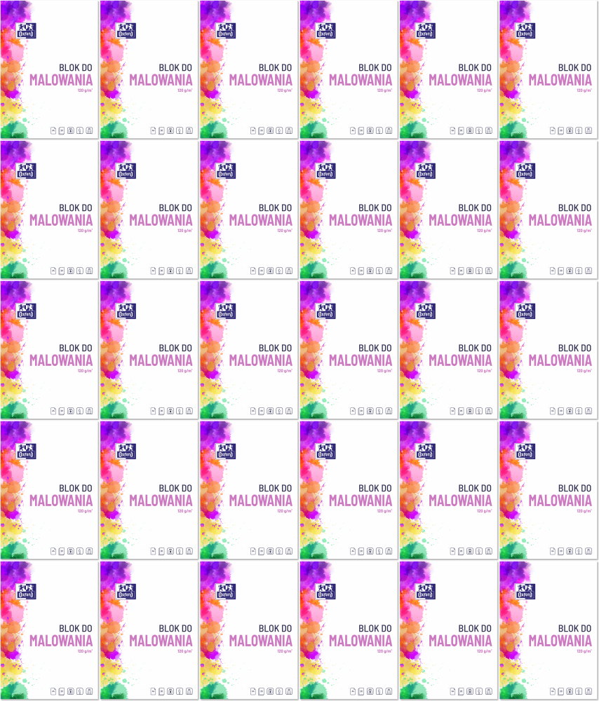 60x Blok rysunkowy do malowania Oxford, A4, 20 kartek, biały