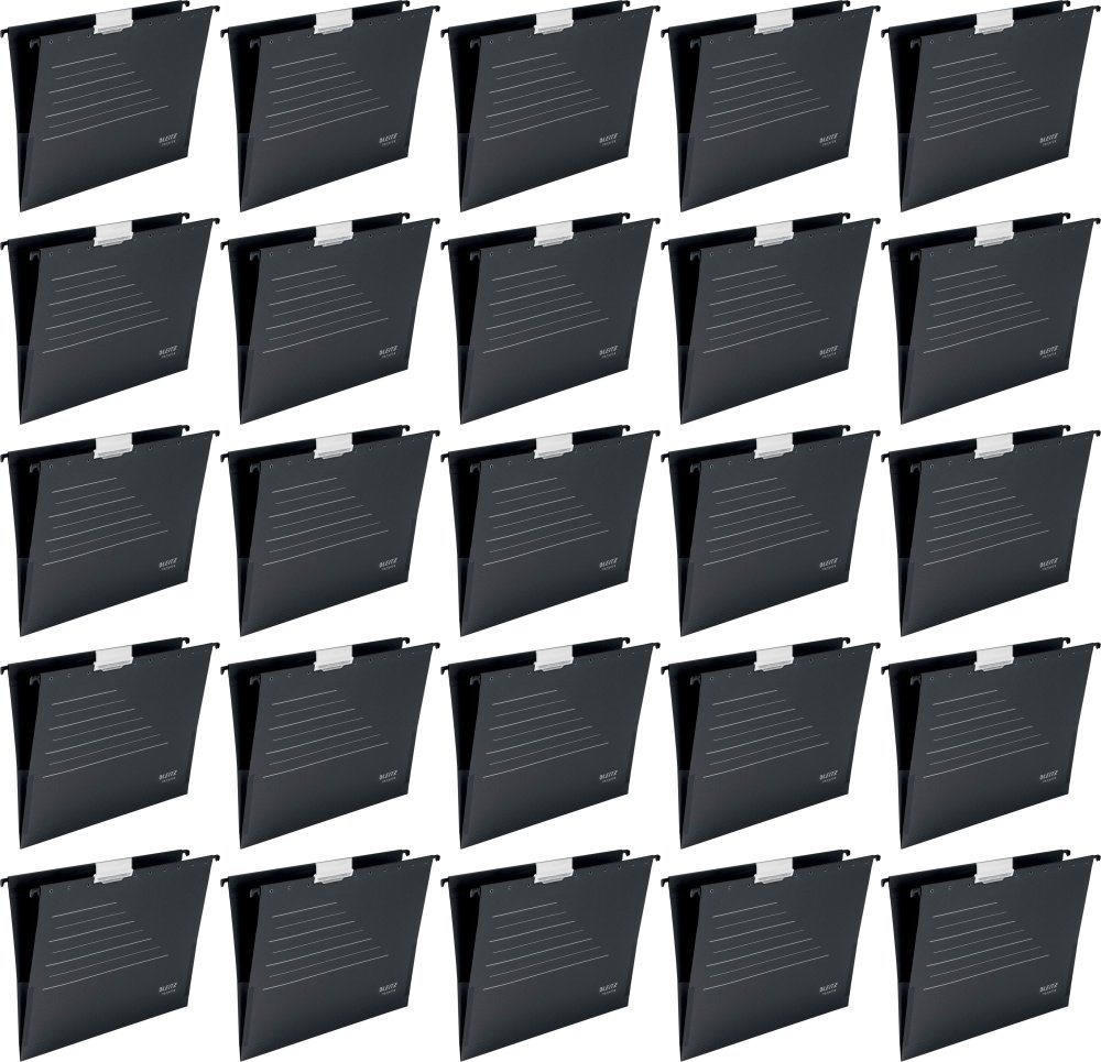 25x Teczka zawieszkowa kartonowa z rozciągliwymi bokami Leitz Alpha Recycle, A4, 348x260mm, 250g/m2, czarny