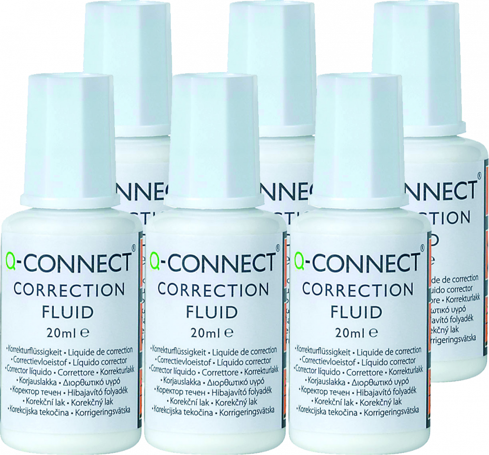 6x Korektor w płynie Q-connect, z pędzelkiem, 20ml