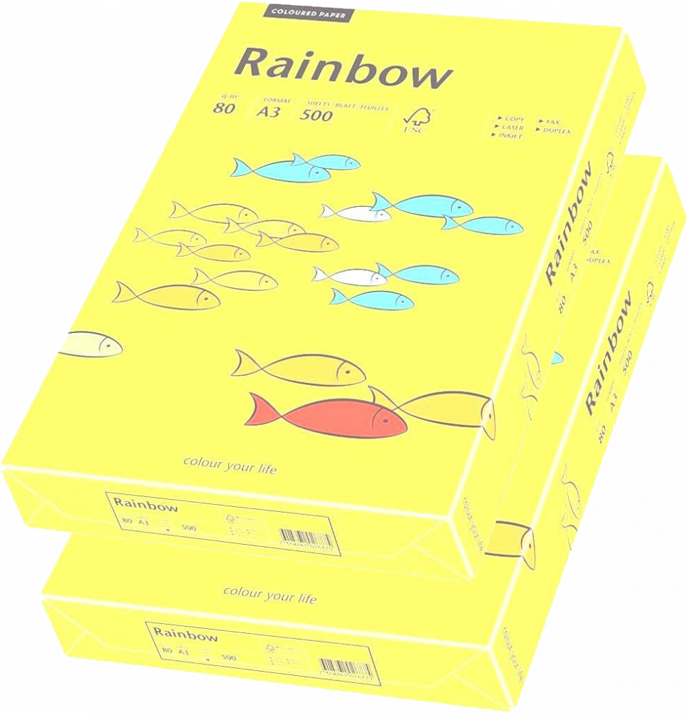 2x Papier ksero ekologiczny Rainbow, A3, 80g/m2, 500 arkuszy, żółty (R16)