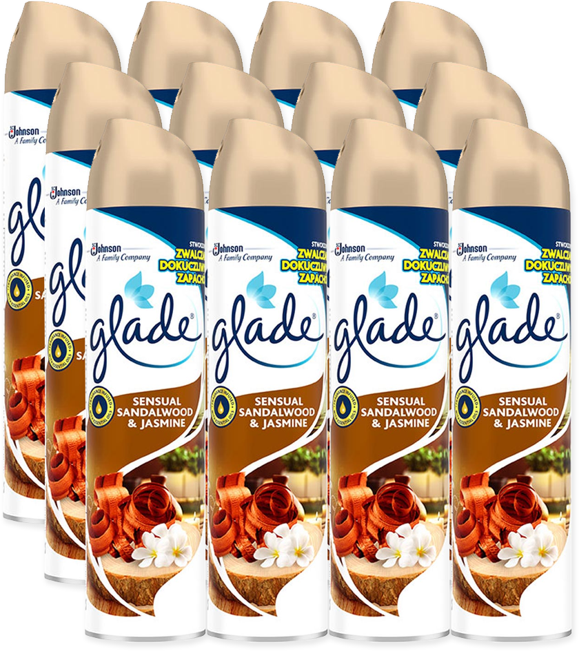 12x Odświeżacz powietrza Glade by Brise, spray, drzewo sandałowe i jaśmin, 300ml