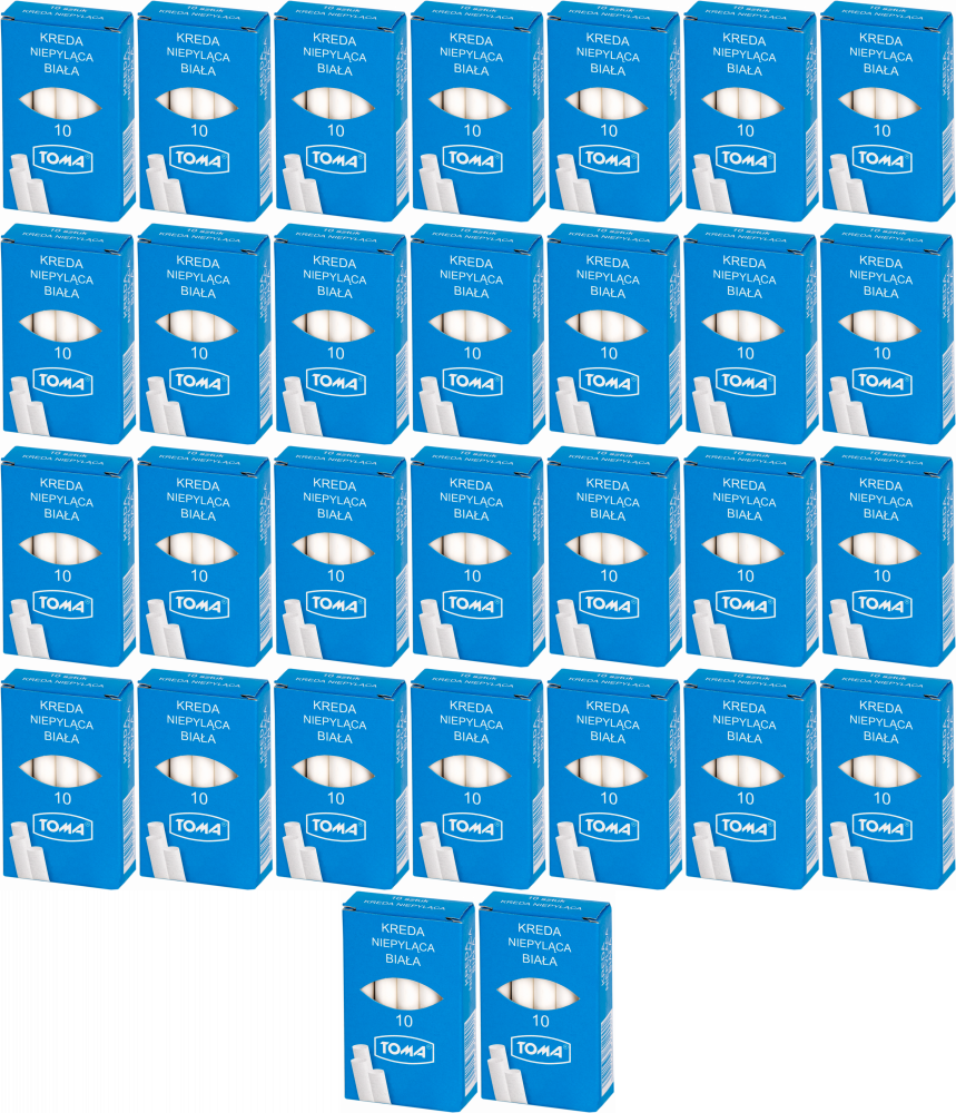 30x Kreda szkolna Toma, niepyląca, 10 sztuk, biały