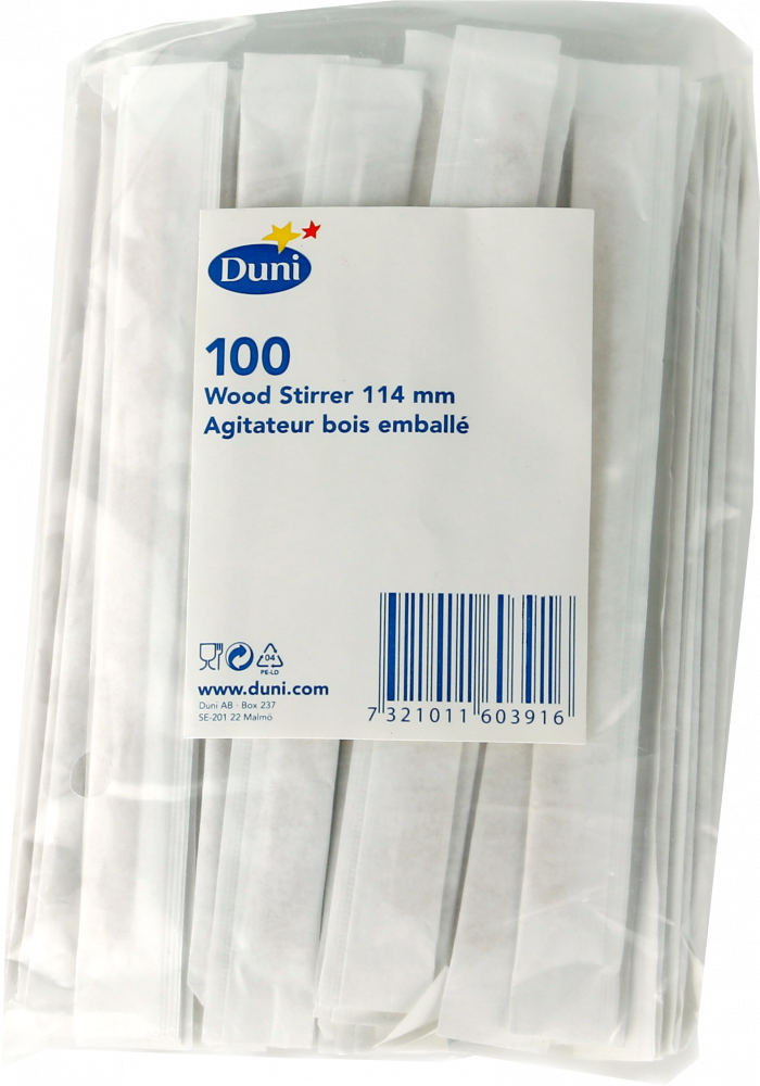 Mieszadełka jednorazowe Duni, 11.4cm, drewno, 100 sztuk