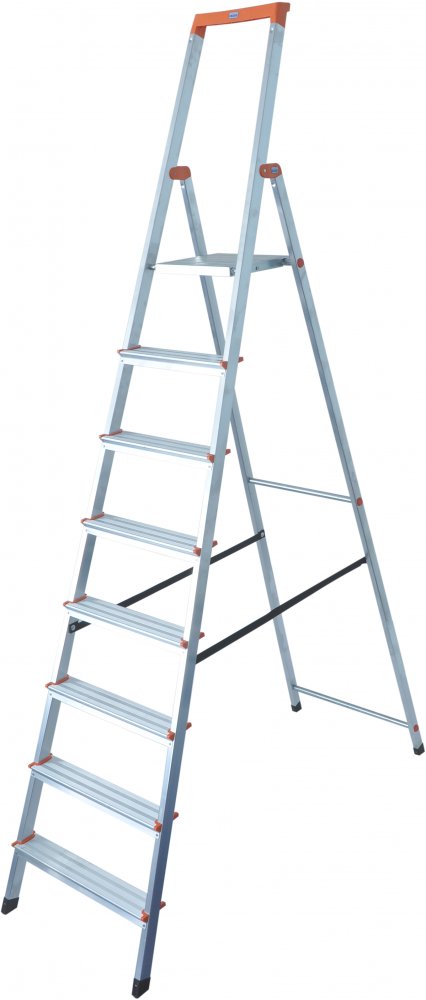 Drabina aluminiowa z podestem Krause Solidy, 8-stopniowa, srebrny