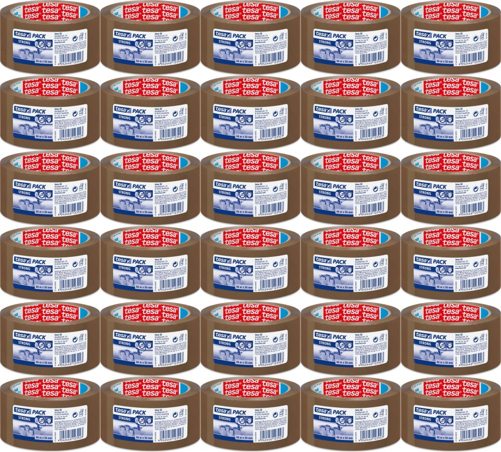 36x Taśma pakowa Tesa, cicha, akryl, 66mx50mm, brązowy