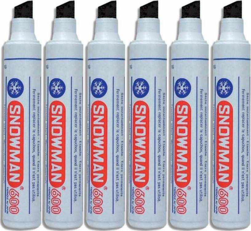 6x Marker permanentny Snowman Jumbo 600, ścięta, czarny