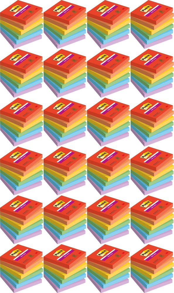 24x Karteczki samoprzylepne Post-it Super Sticky Playful, 76x76mm, 6x90 karteczek, mix kolorów