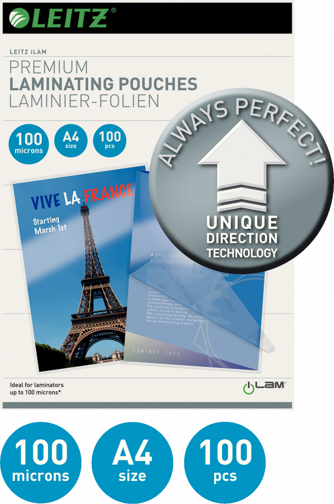 Folia do laminowania Leitz UDT, A4, 100 μm, 100 sztuk