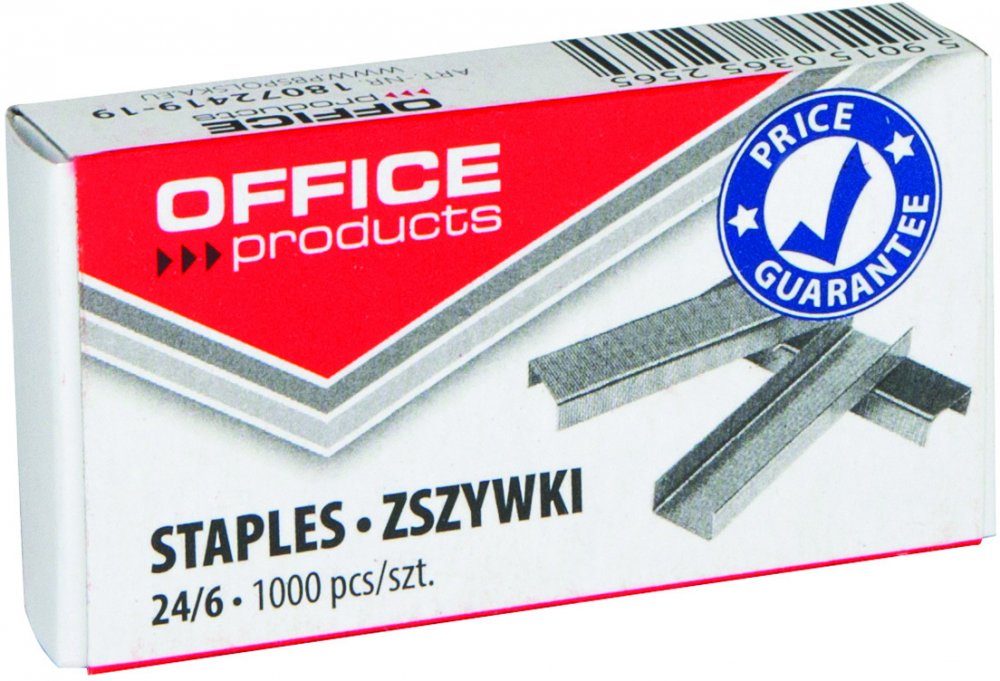 Zszywki Office Products 24/6, 1000 sztuk, srebrny