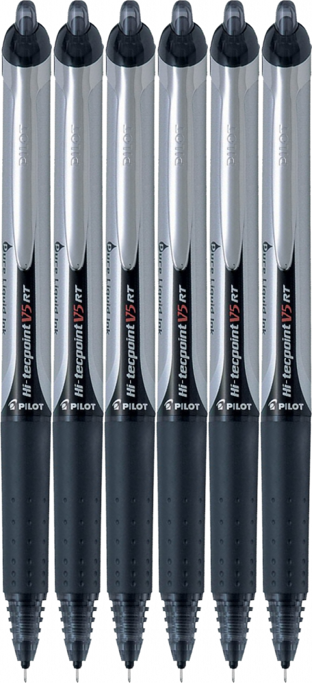 6x Cienkopis automatyczny Pilot, V5 RT, 0.5mm, czarny
