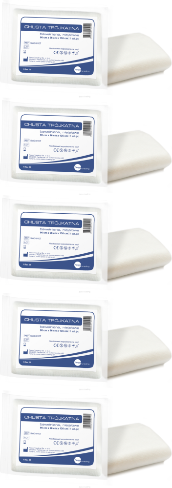 5x Chusta trójkątna, bawełniana, 1 sztuka