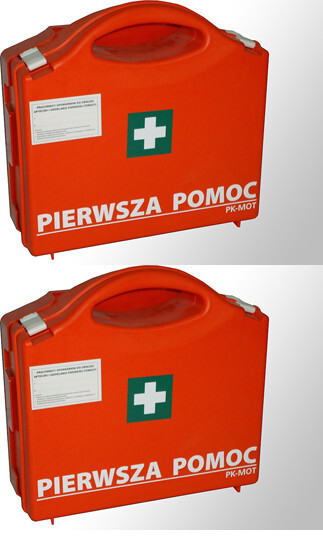 2x Apteczka pierwszej pomocy PK MOT P-10, 270x270x95 mm, z wyposażeniem, pomarańczowy