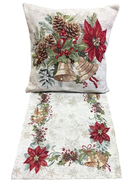 Obrus na stół 100x100cm Chenille Dzwonki, czerwona poisencja