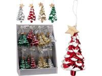 Zawieszka choinka czerwona/zielona/srebrna/złota 12cm