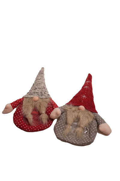 Skrzat sakiewka z okienkiem na prezent szary/czerwony 37 cm