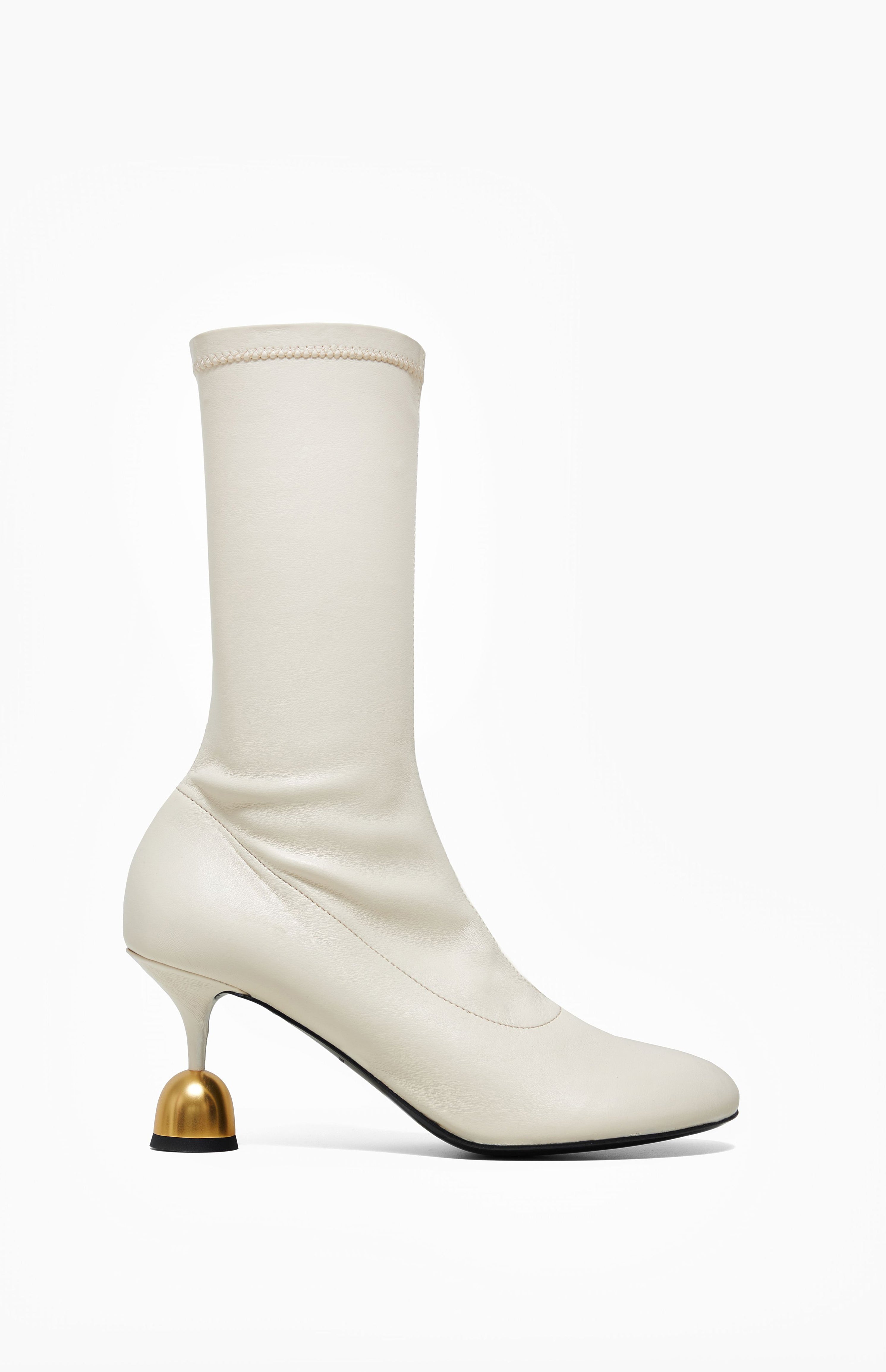 Skórzane botki damskie CAROLE IVORY 37 - Vanda Novak