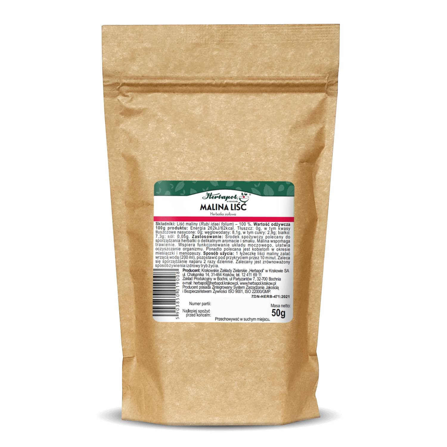 Herbapol, malina liść, 50 g