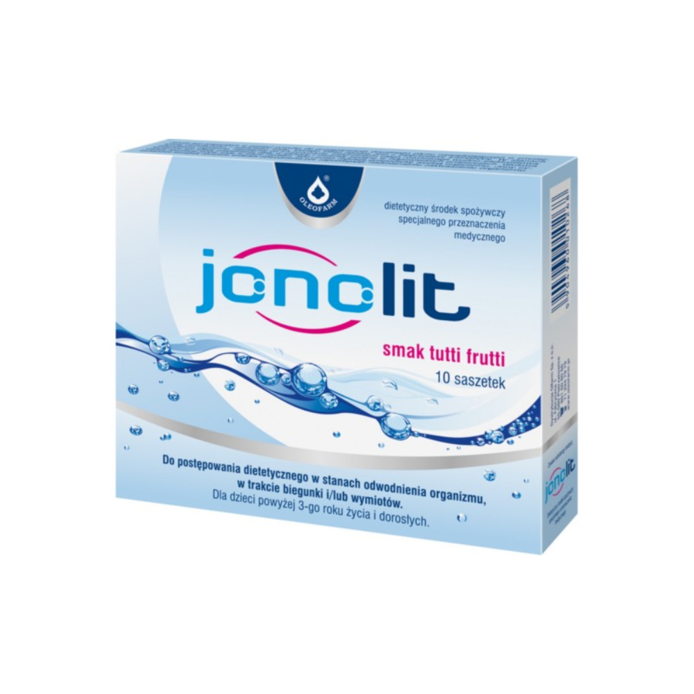 Oleofarm - jonolit, elektrolity dla dzieci powyżej 3-go roku życia i dorosłych, 10 saszetek
