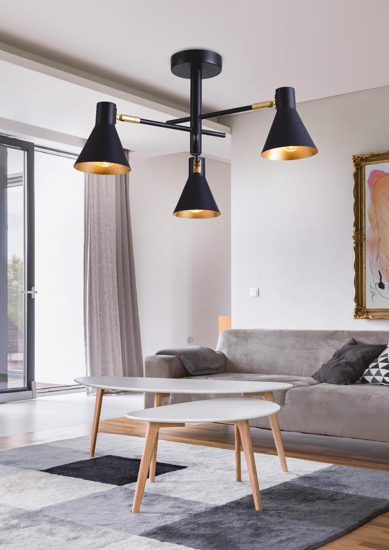 Candellux Less lampa podsufitowa 3x40W czarny/złoty 33-70975