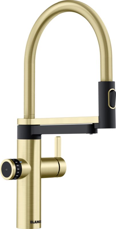 Blanco Evol-S Pro bateria kuchenna stojąca z podłączeniem do filtra wody satin gold 527430
