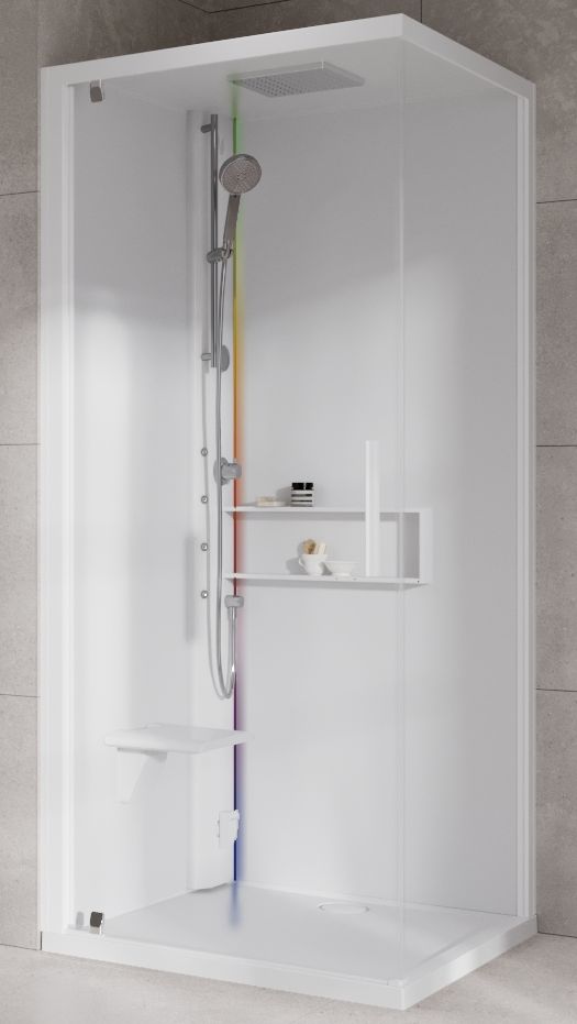 Novellini Glax 2 2.0 G+F kabina z hydromasażem 80 cm kwadratowa lewa parowa z brodzikiem total biała G22GF80SM5-1UU