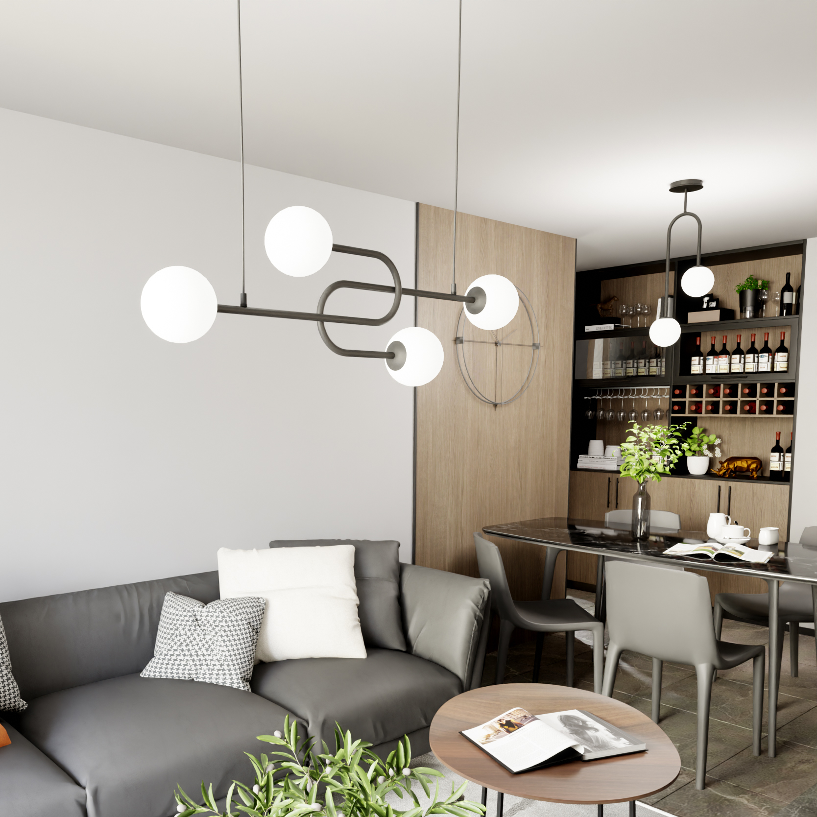 Emibig Atria lampa wisząca 4x10 W biała-czarna 1383/4