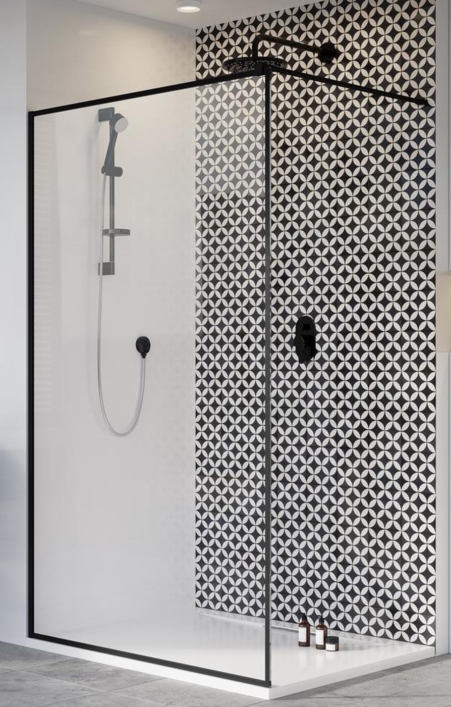 Radaway Modo X Black II Frame Walk-In ścianka prysznicowa 90 cm wolnostojąca czarny mat/szkło frame 389294-54-56