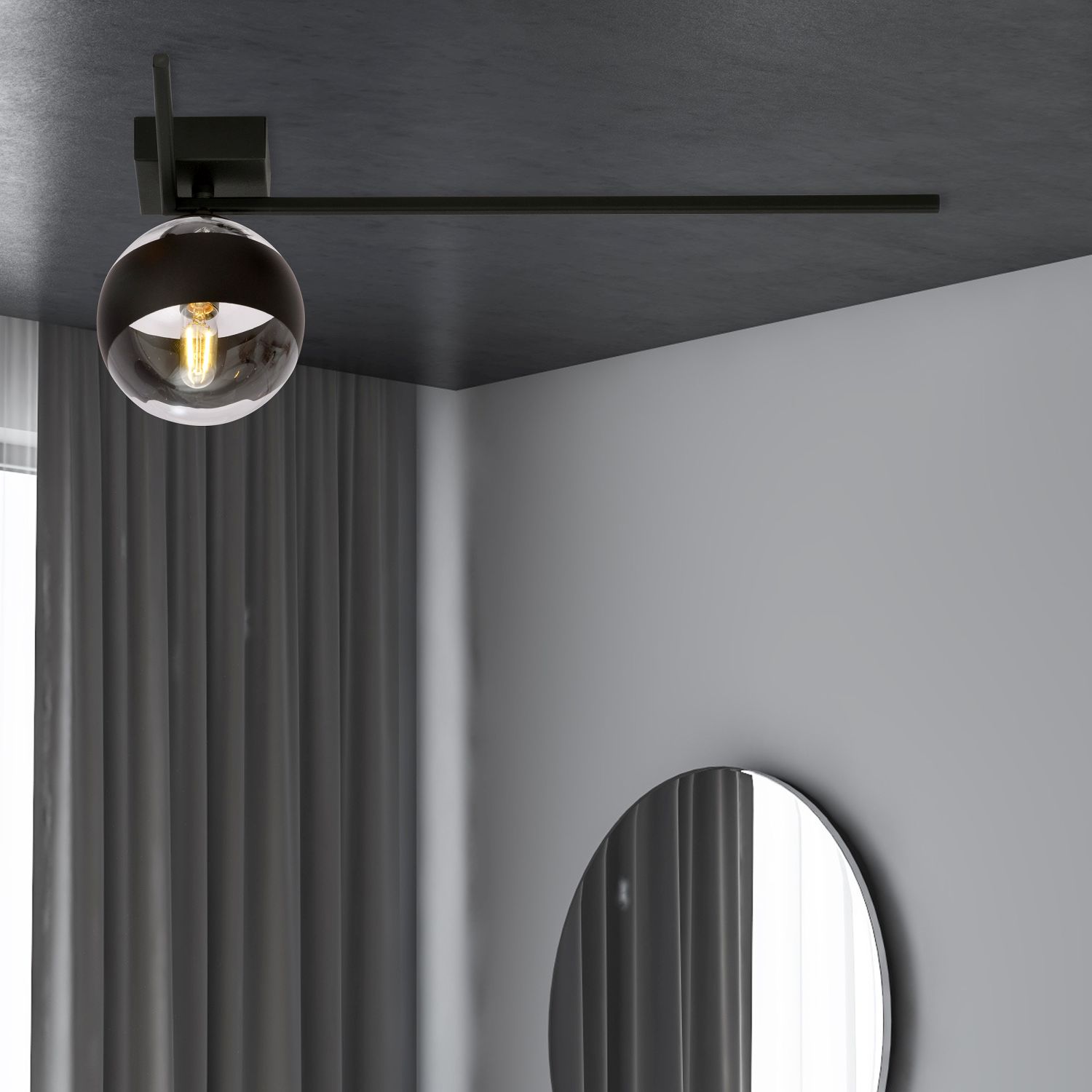 Emibig Imago Stripe lampa podsufitowa 1x10 W czarna-przezroczysta 1132/1F