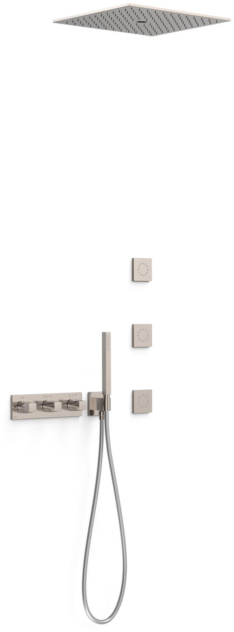 Tres B-System zestaw prysznicowy podtynkowy termostatyczny z deszczownicą stal 30725406AC