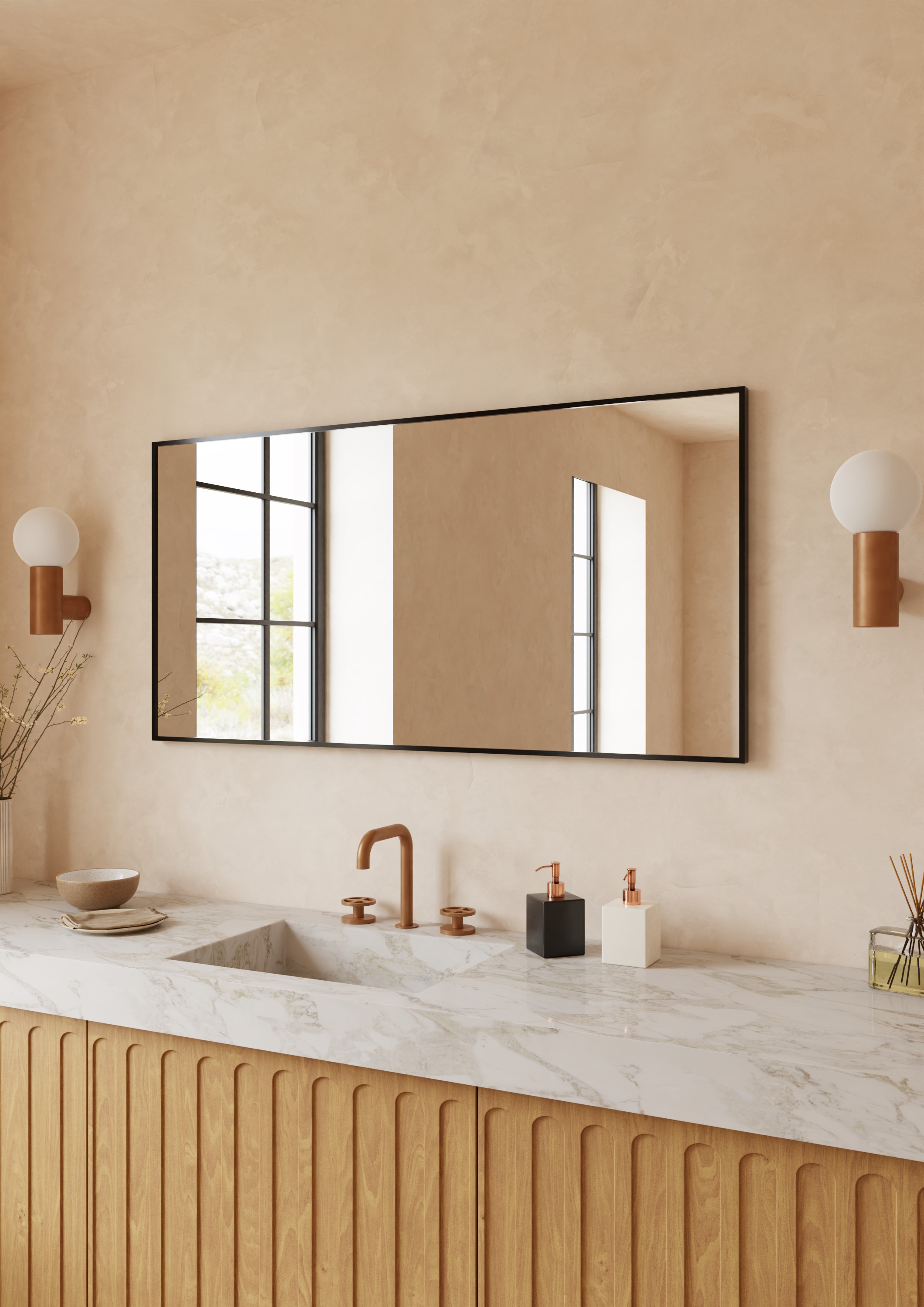 Dubiel Vitrum One lustro 50x100 cm prostokątne czarny