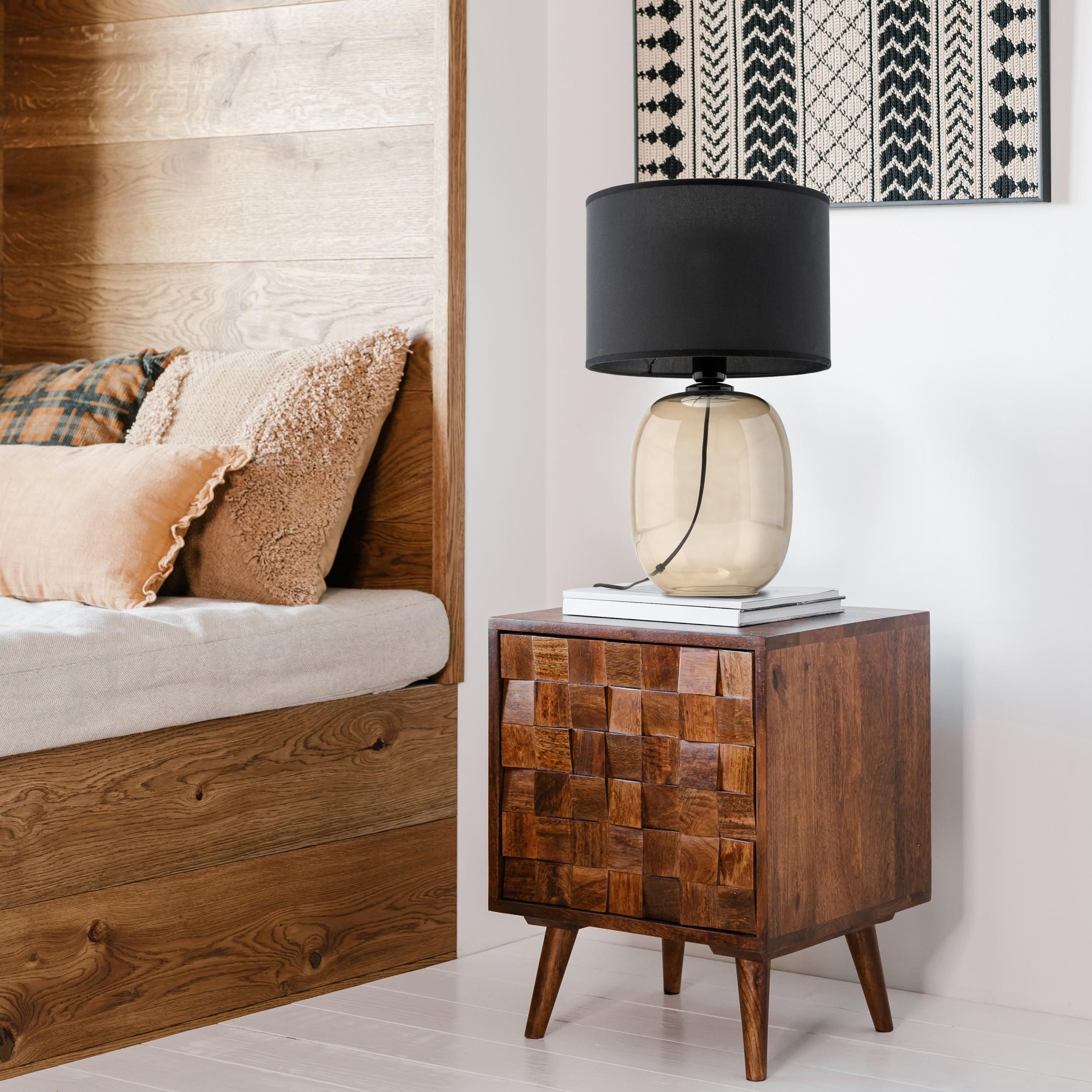 TK Lighting Melody lampa stołowa 1x15W czarny/bursztynowy 5988